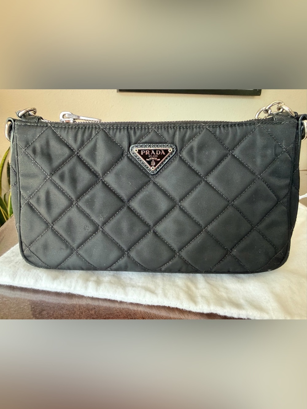 Prada 1BH026 Black Quilted Nylon Mini Shoulder Bag. - Picture 4 of 15